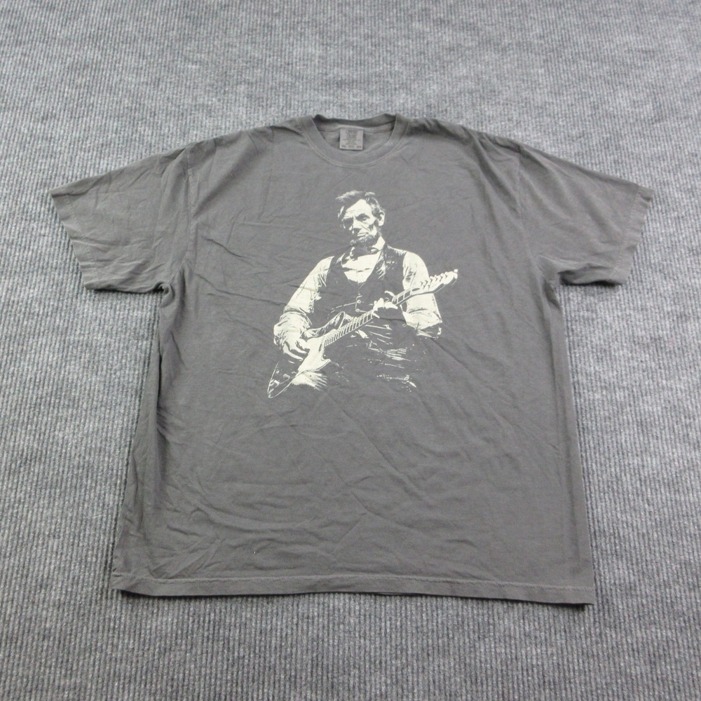 Lincoln Shirt Mens 2XL Gray Heavyweight Comfort Colors Graphic Bearded Guitar